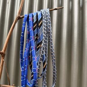 Upcycled handmade silk tie cords blue bundle. See photos for using them.